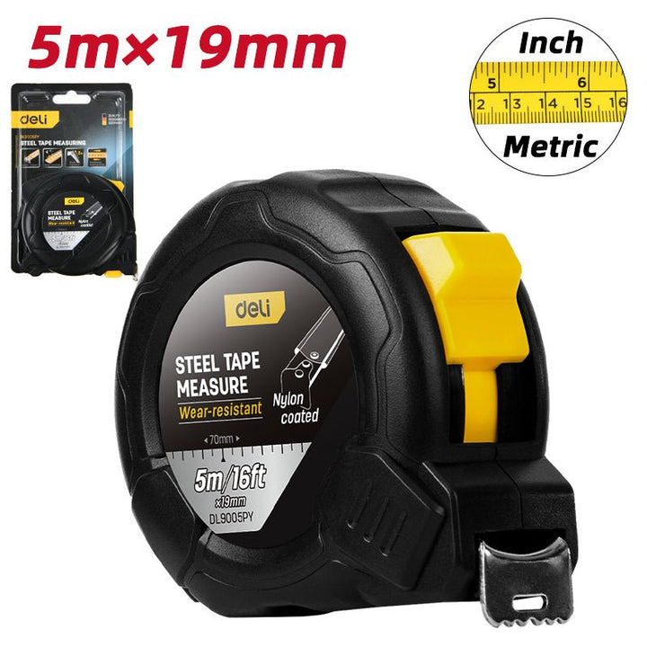 Deli Nylon-Coated Steel Tape Measure (5m/16ft*19mm) -  متر صناعي (شفرة ملبس نيلون)
