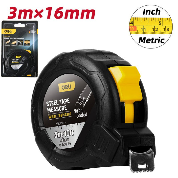 Deli Nylon-Coated Steel Tape Measure (3m/10ft*16mm) -  متر صناعي (شفرة ملبس نيلون)