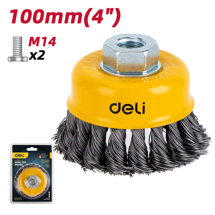 Deli Wire Cup Brush (100mm) - فرشاية صاروخ جدل بولاد