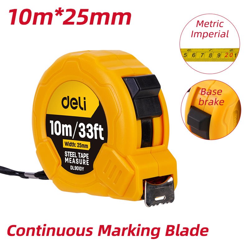 Deli Steel Measure Tape (10m/33ft*25mm) - متر قياس