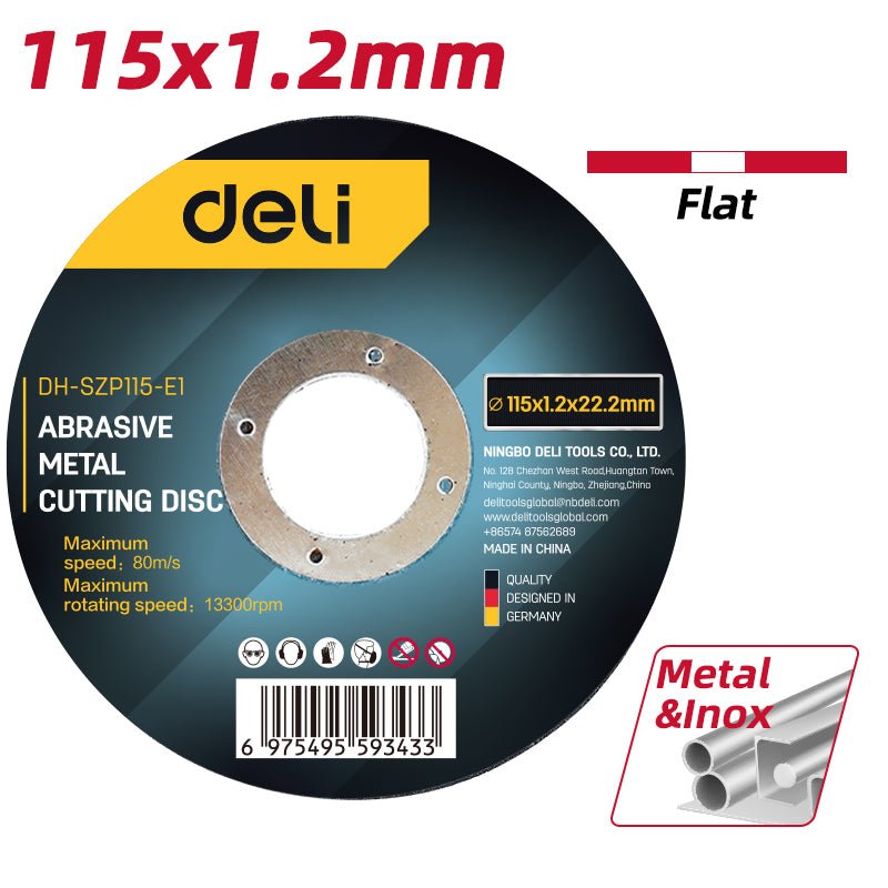 Deli Abrasive Metal Cutting Disc (115mmx1.2mmx22.2mm) - ديسك قص حديد