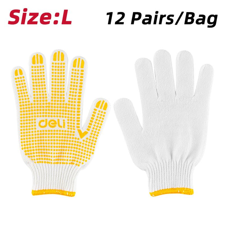 Deli Knitted & PVC Dots Gloves (12 Pairs) Size L - قفازات محبوكة بنقاط PVC