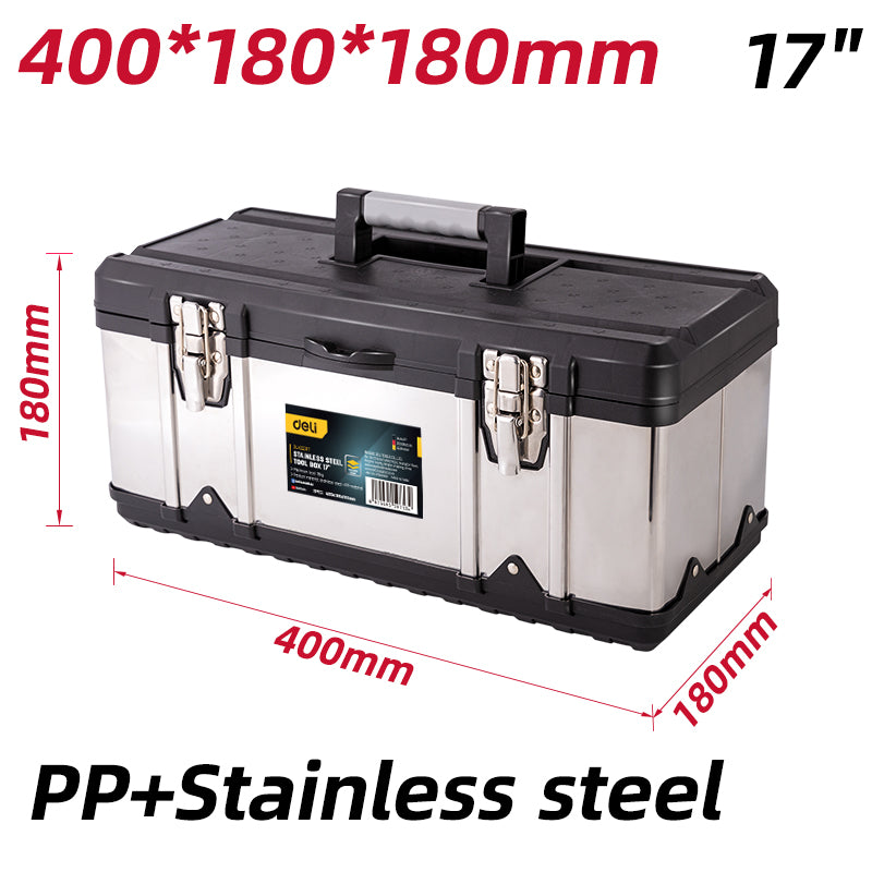 Deli 17" Stainless Steel Tool Box - صندوق أدوات ستانلس ستيل