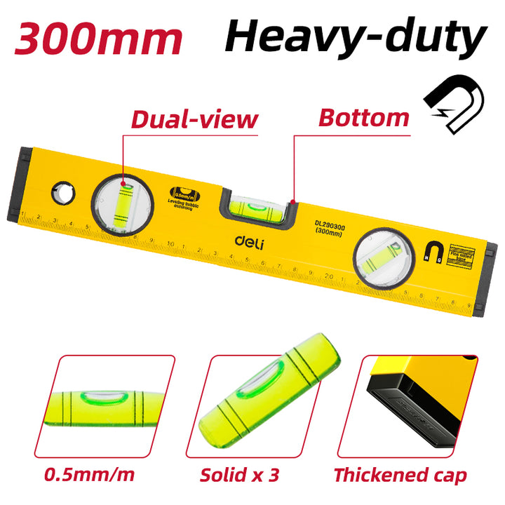 Deli Heavy Duty Magnetic Spirit Level (300mm) - زيبق صناعي مغنطيس