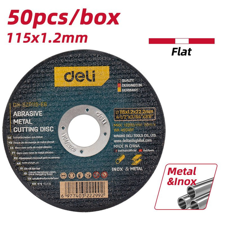 50Pcs Abrasive Metal Cutting Disc (115x1.2mm) - (50) ديسك قص حديد - Deli Tools Lebanon