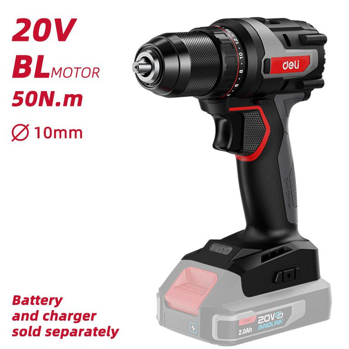 Deli 20V Brushless Motor Lithium-ion Cordless Drill Red Series (Tool Only) - مقدح بطارية صناعي