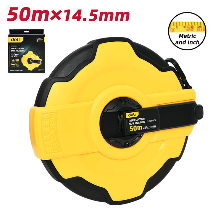 Deli Fiberglass Measure Tape (50m*14.5mm) - مازورة كيل براس فايبرغلاس