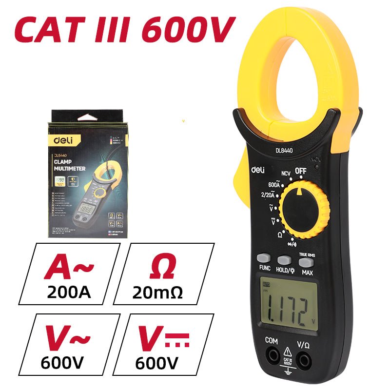 Deli Clamp-On Digital Multimeter (CAT III 600V) - كلامبميتر ديجيتال