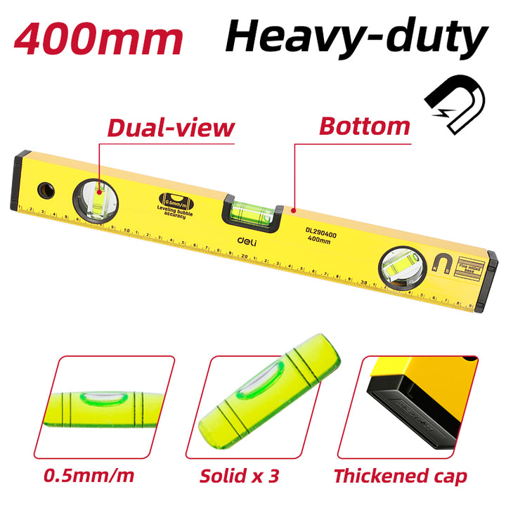 Deli Heavy Duty Magnetic Spirit Level (400mm) - زيبق عمار مغناطيسي
