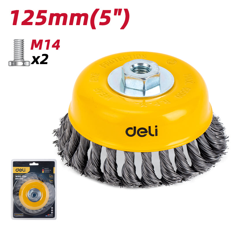 Deli Wire Cup Brush (125mm) - فرشاية صاروخ جدل بولاد