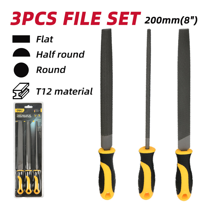 Deli 3Pcs Medium-Tooth File Set - 3Pcs طقم مبارد حديد