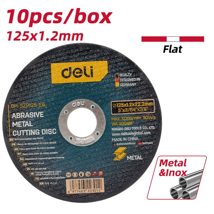 Deli 10Pcs Abrasive Metal Cutting Disc Set (125x1.2mm) - (10) ديسك قص حديد