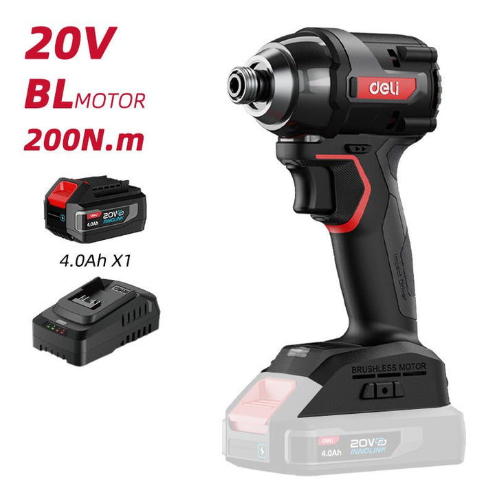 Deli 20V Brushless Motor Lithium-ion Impact Driver 4.0Ah (1) Red Series - مقدح شد براغي تورك