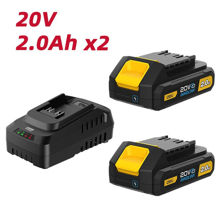 Deli 20V Lithium-ion Battery and Charger Set (2.0Ah x2) - (2) شاحن + بطاري