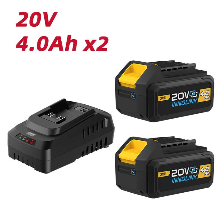 Deli 20V Lithium-ion Battery and Charger Set (4.0Ah x2) - (2) شاحن + بطاري