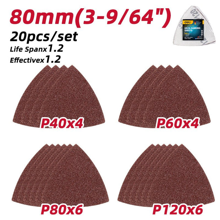 Deli 20Pcs Delta Sanding Sheets Set (80mm) - 20pcs  طقم ورق حفافة