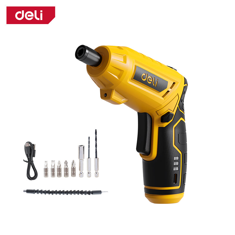 Deli 4V Lithium-ion Cordless Screwdriver 15pc Set (3N.m) - مفك بطارية قلم + شنطة + اكسسوار