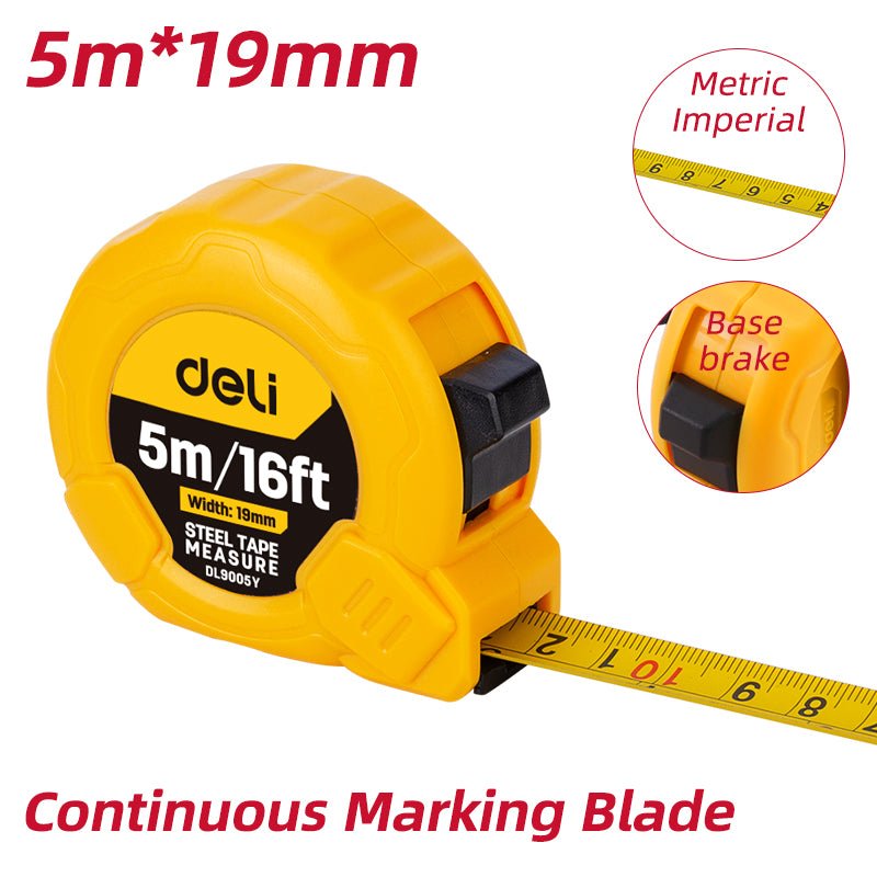 Deli Steel Measure Tape (5m/16ft*19mm) - متر قياس