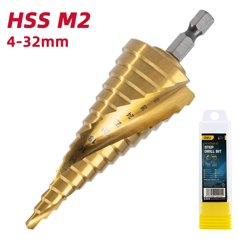 Deli Step Drill Bit HSS M2 (4-32mm) - ريشة بلبل