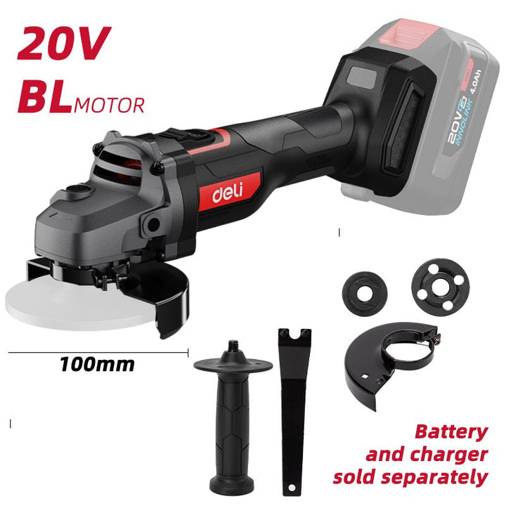 Deli 20V Brushless Motor Lithium-ion Angle Grinder Red Series (100mm) (Tool Only) - صاروخ عالبطارية