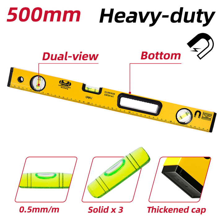 Deli Heavy Duty Magnetic Spirit Level (500mm) - زيبق عمار مغناطيسي
