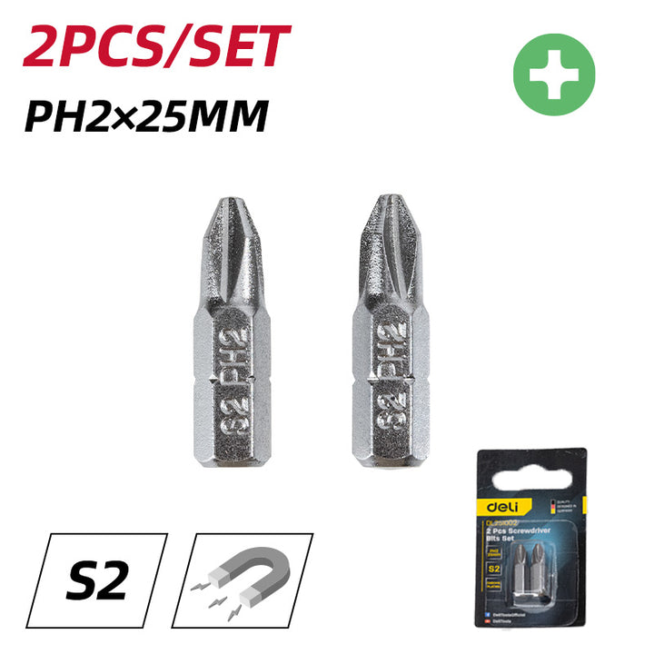 Deli 2Pcs Screwdriver Bits Set (PH2x25mm) - مجموعة رؤوس مفكات براغي – 2 قطعة