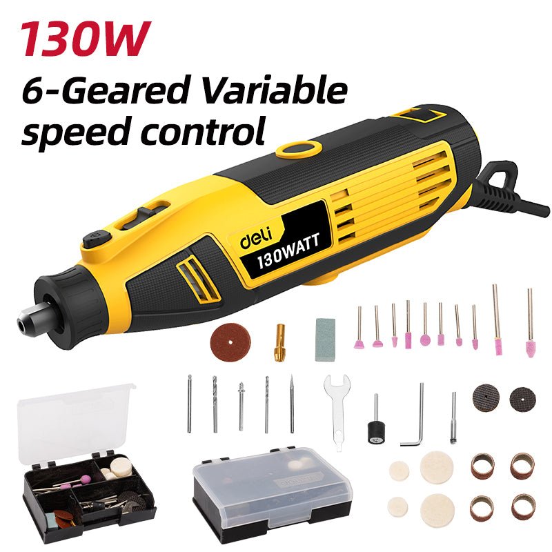 Deli 130W Mini Grinder 42Pcs Set - مقدح نواعم