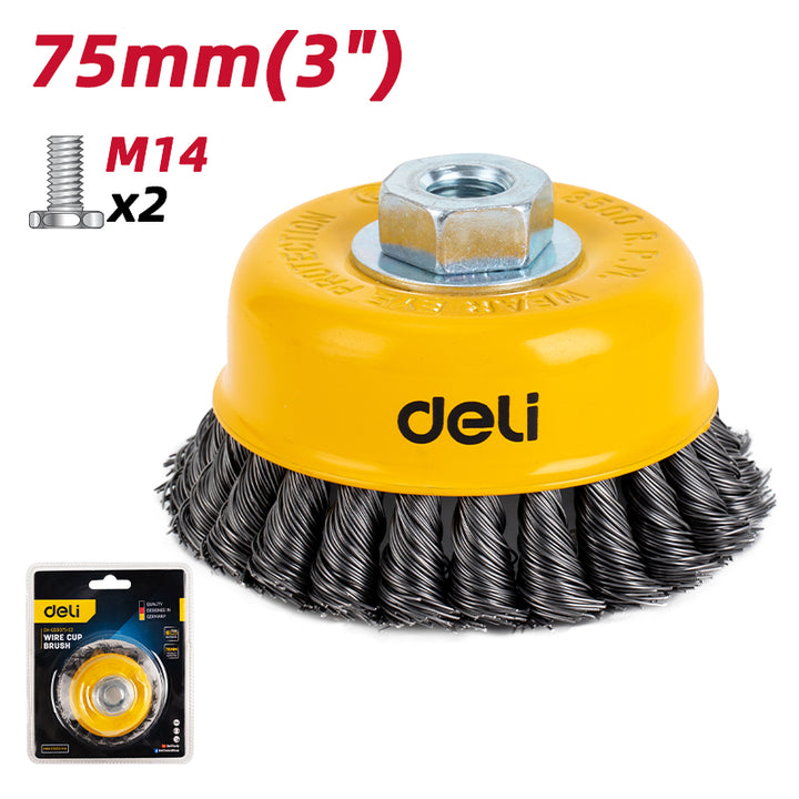 Deli Wire Cup Brush (75mm) - فرشاية صاروخ جدل بولاد