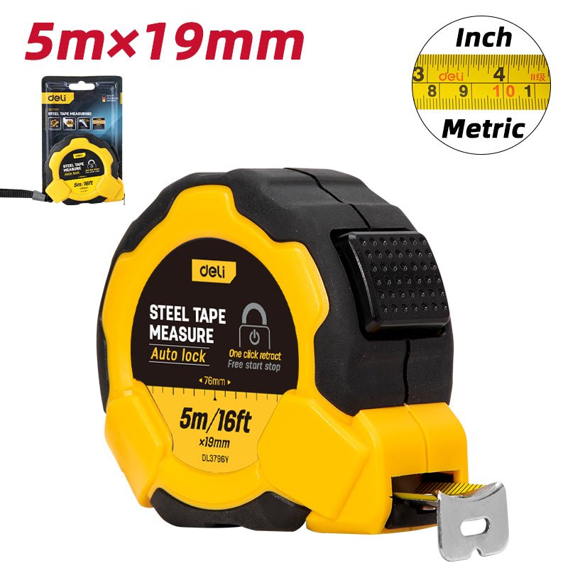 Deli Steel Measure Tape (5m*19mm) (Self-Lock) - متر قياس