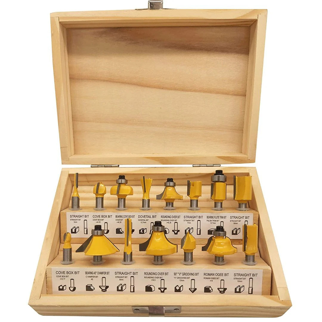 15pcs 8mm Router Bits Set