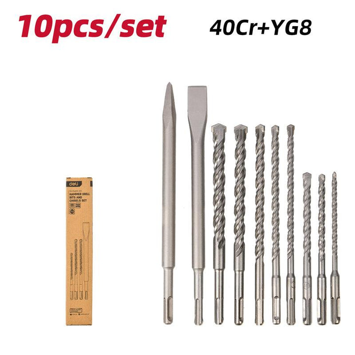 10Pcs Hammer Drill Bits And Chisels Set - مجموعة 10 قطع من ريش الحفر والمطارق