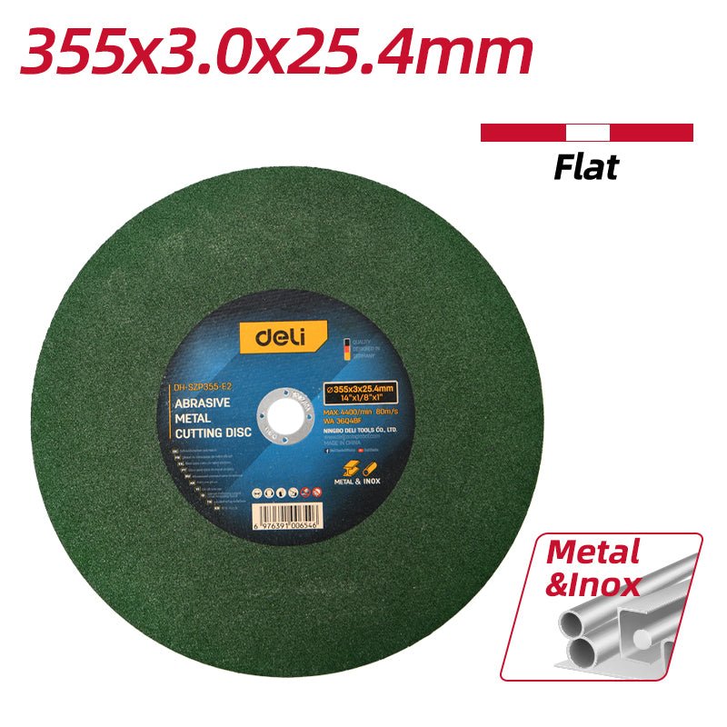 Thông số đá cắt Deli 355 × 3,0 × 25,4 mm dùng cho kim loại và inox