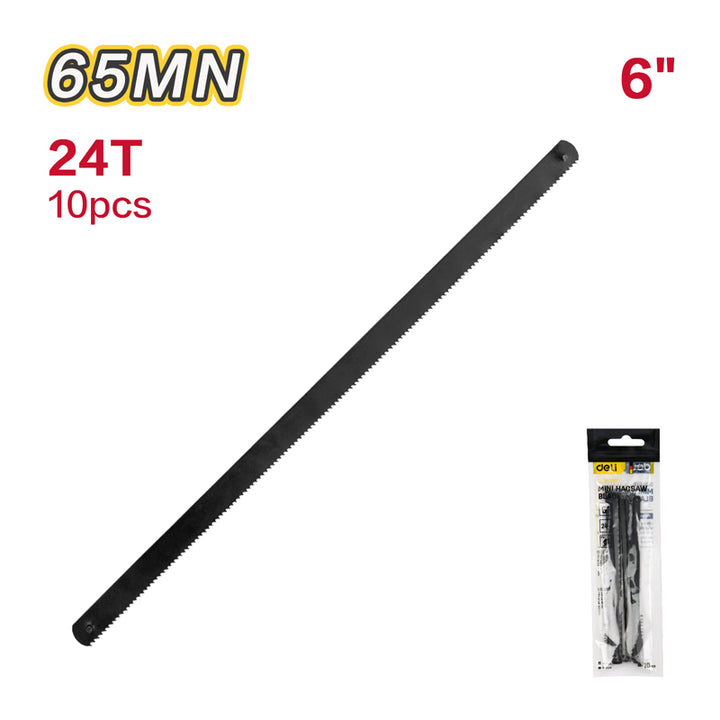 Deli 6" Mini Hacksaw Blade 10Pcs Set - نسلة منشار حديد صناعية