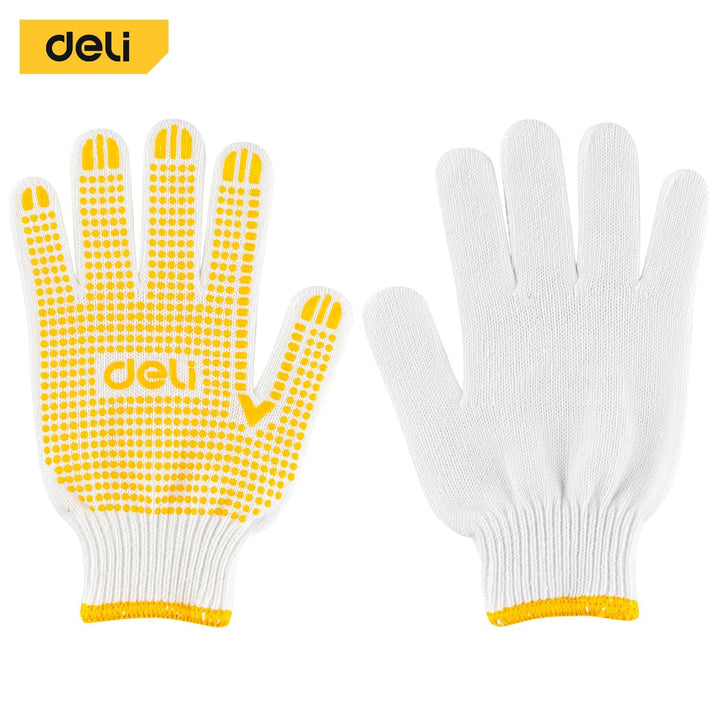 Deli Knitted & PVC Dots Gloves (12 Pairs) Size L - قفازات محبوكة بنقاط PVC