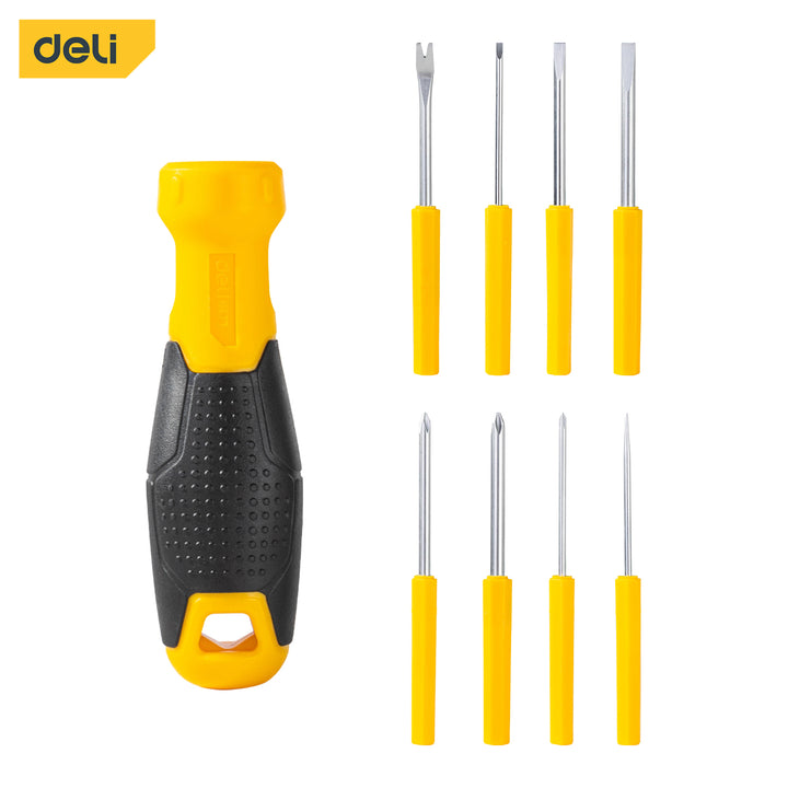 Deli 9 Pcs Interchangeable Magnetic Screwdriver Set - ‎مجموعة مفكات براغي قابلة للتغيير – 9 قطع
