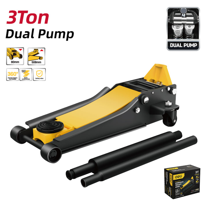 3Ton Double Pump Hydraulic Floor Jack - عفريت هيدروليك أرضي 3 طن دبل بومبة