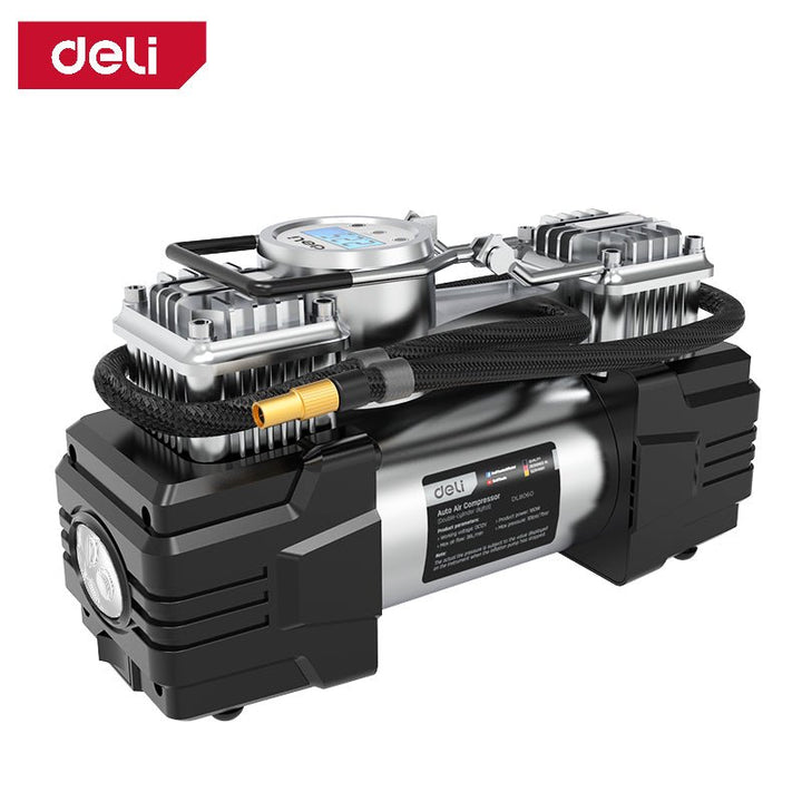 Deli Dual Cylinder Auto Air Compressor with Digital Display (180W) - منفخ دواليب مع شاشة