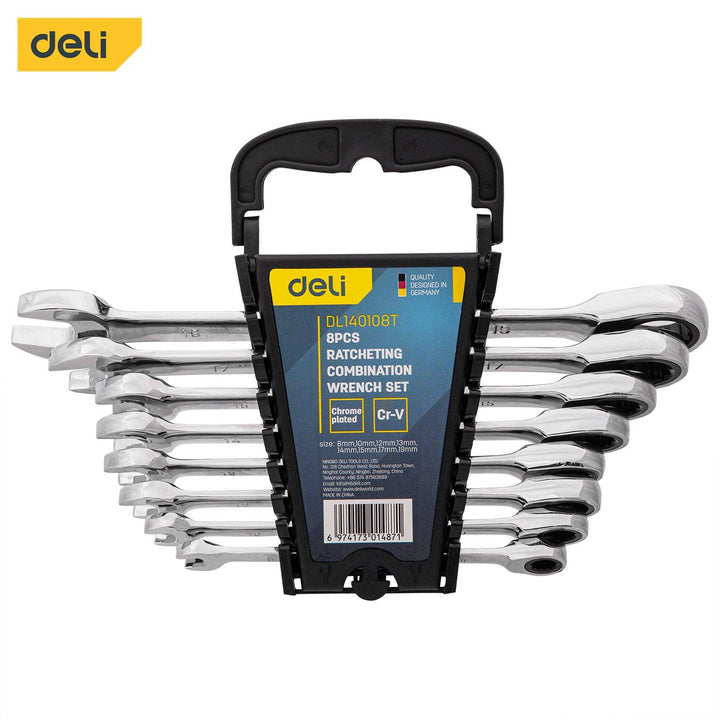 8 Pcs Ratchet Dual-Use Spanner Set -  8 Pcs طقم شق مسنن طقطاق