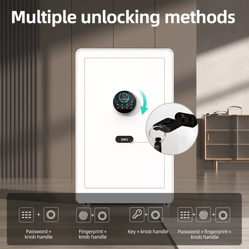 Biometric Fingerprint Digital Safe (H250xW350xD250) (White) - خزنة رقمية وبصمة