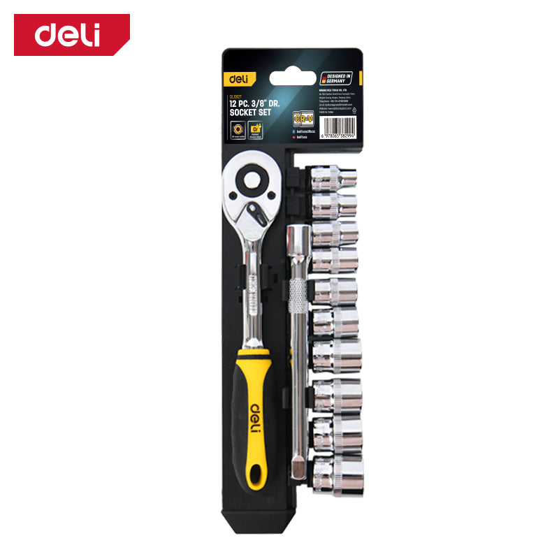 12Pcs 3/8" Socket Set w Ratchet Handle 10-24mm