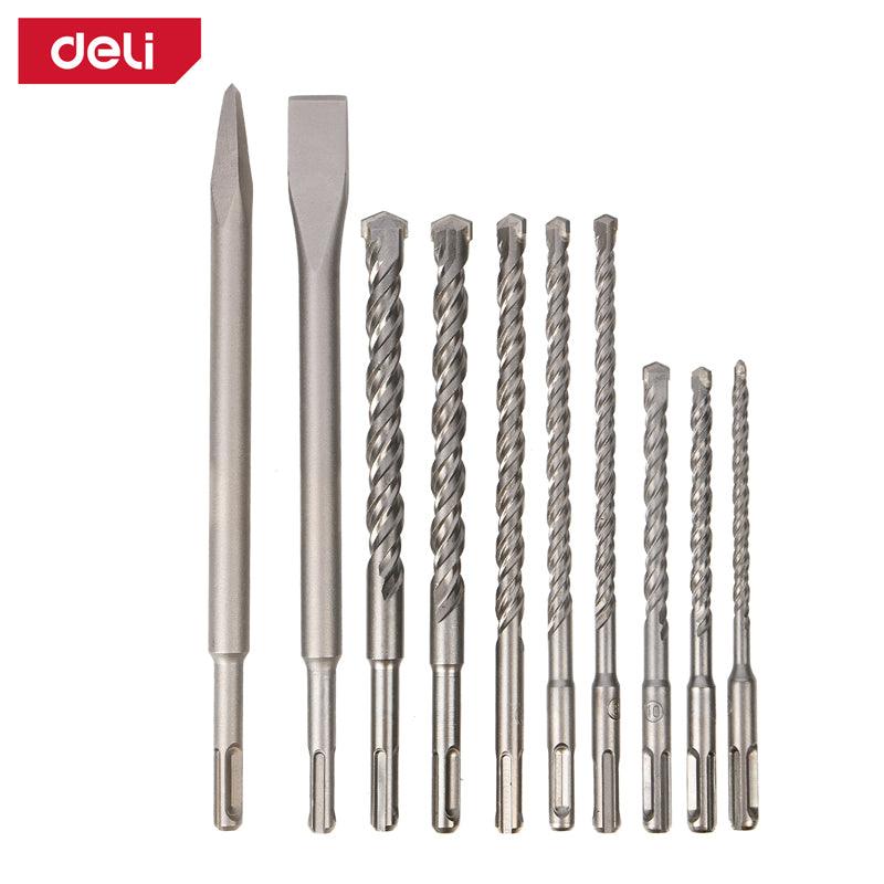 10Pcs Hammer Drill Bits And Chisels Set - مجموعة 10 قطع من ريش الحفر والمطارق