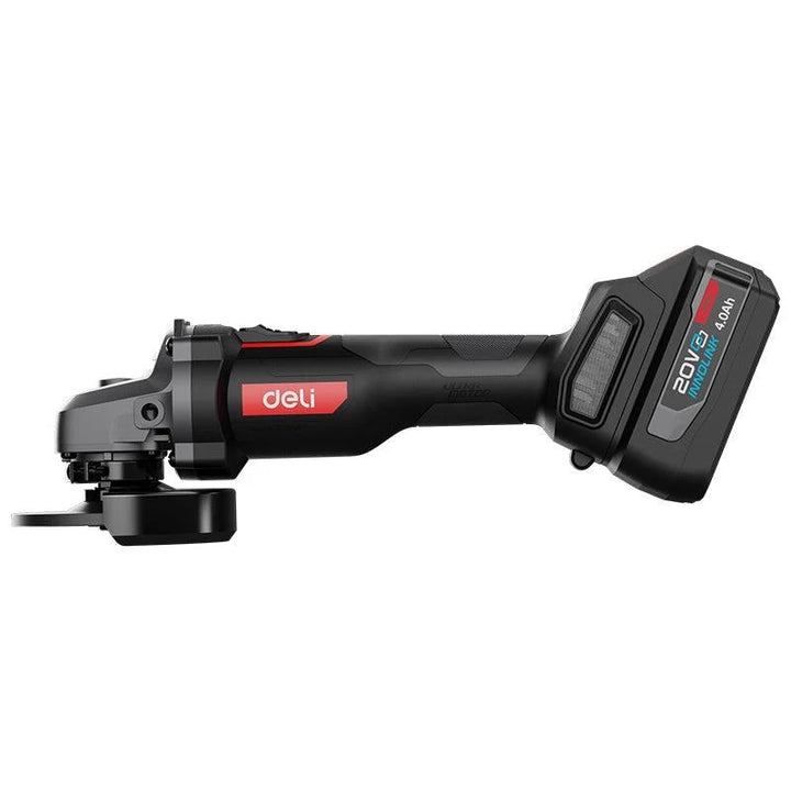 Deli 20V Brushless Angle Grinder - 4.0Ah Battery (1) - 100mm - Red Series - صاروخ عالبطارية +2 بطارية كبيرة