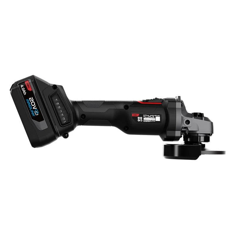 Deli 20V Brushless Angle Grinder - 4.0Ah Battery (1) - 100mm - Red Series - صاروخ عالبطارية +2 بطارية كبيرة