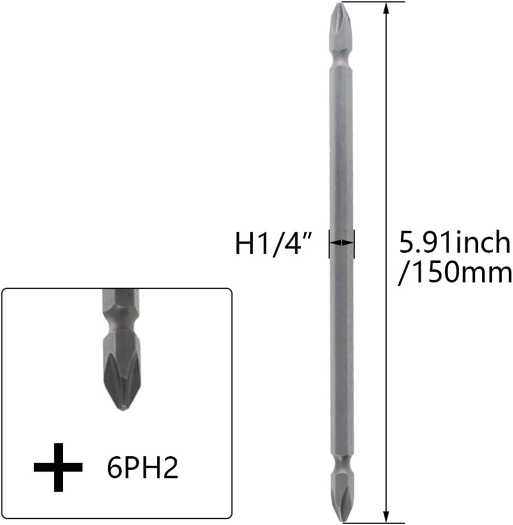 Double End Magnetic PH2 Phillips Screwdriver Bit 150mm Long (10pc) - مجموعة رؤوس مفك PH2 مغناطيس مزدوج 150 ملم (10 قطع)
