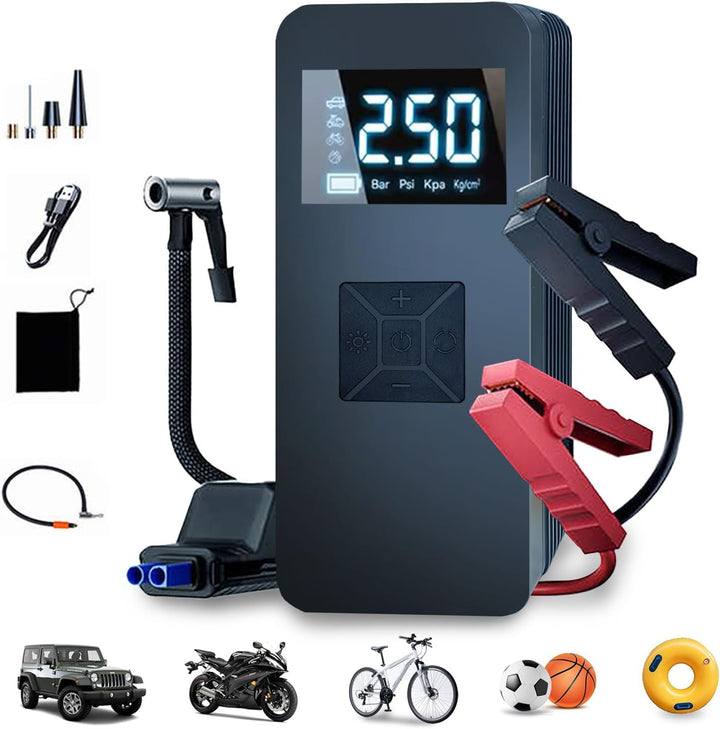 Battery Jump Starter With Auto Air Compressor 150PSI - جهاز تشغيل بطارية السيارة مع كومبريسور هوا