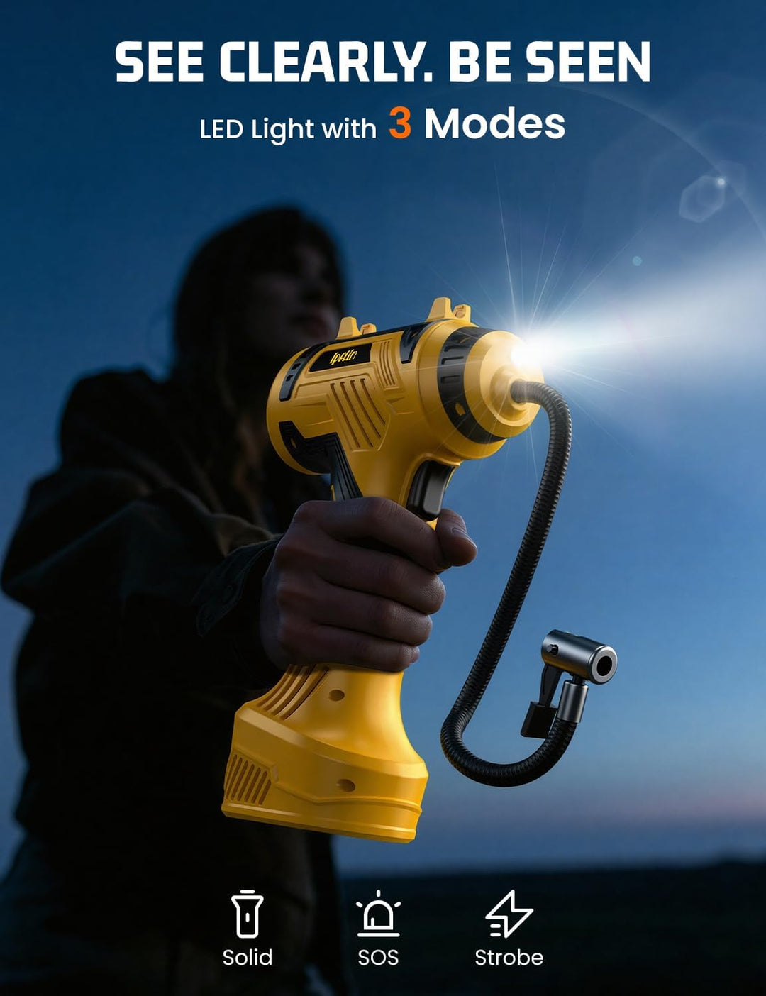 Battery Portable Tire Inflator 150PSI 30L/min - منفاخ دواليب بطارية