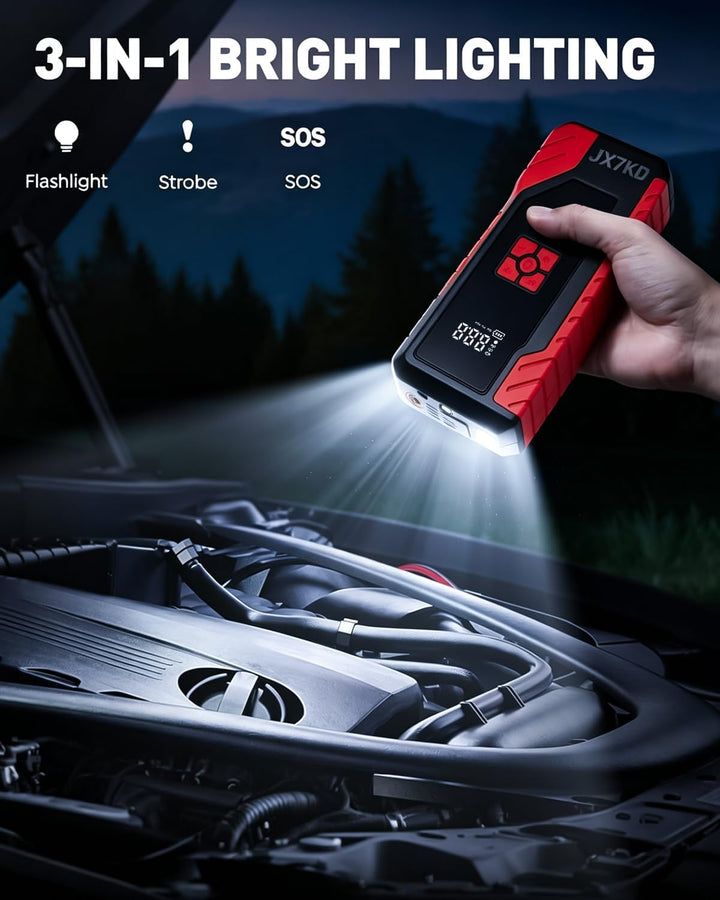 Battery Jump Starter With Auto Air Compressor 150PSI - جهاز تشغيل بطارية السيارة مع كومبريسور هوا