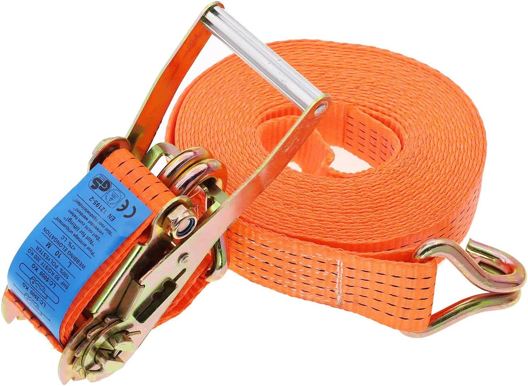 Ratchet Tie Down Strap with Double J-Hooks - 4Ton Load - 2"x10m
