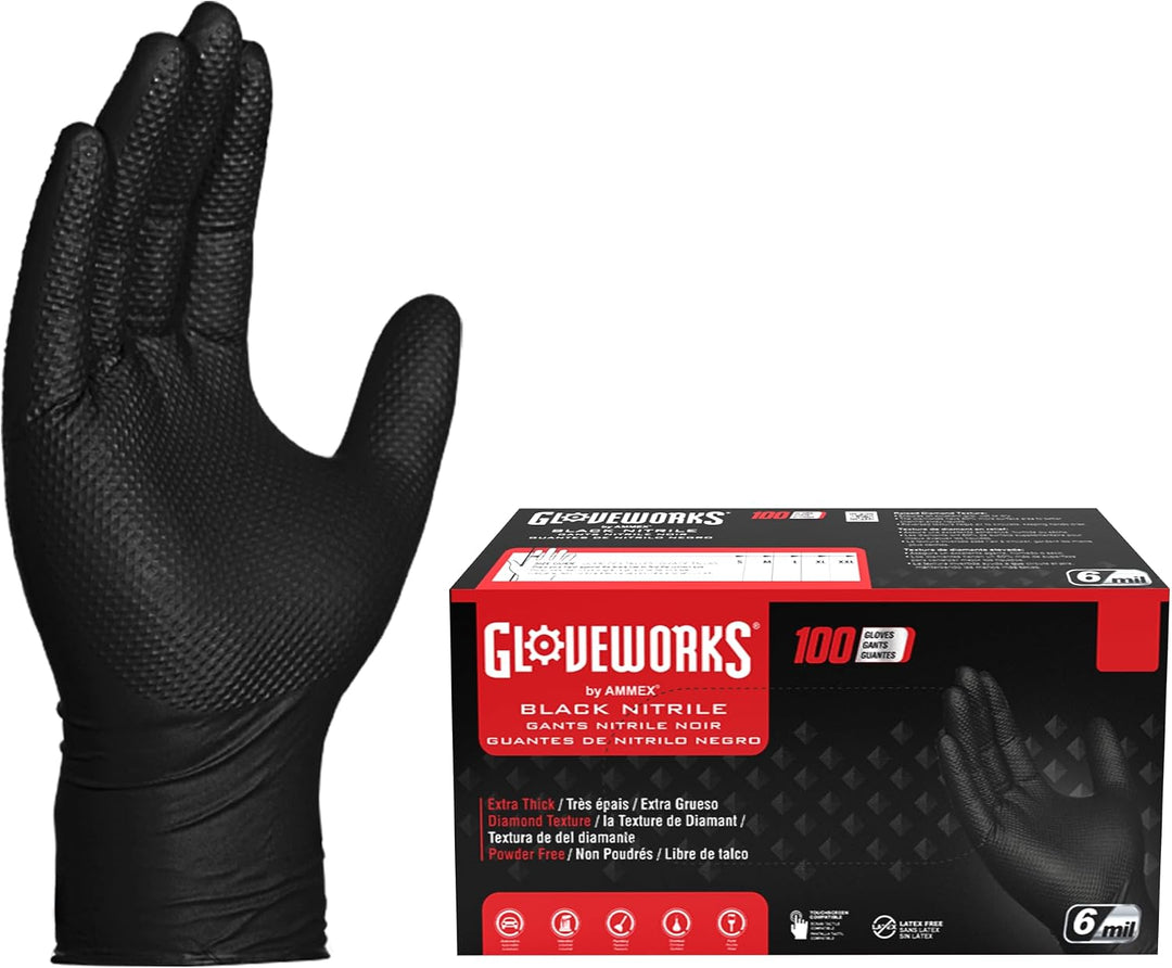 Nitrile Disposable Gloves Black (XL) 50Pcs - كفوف نيتريل كحلة للاستعمال مرة وحدة