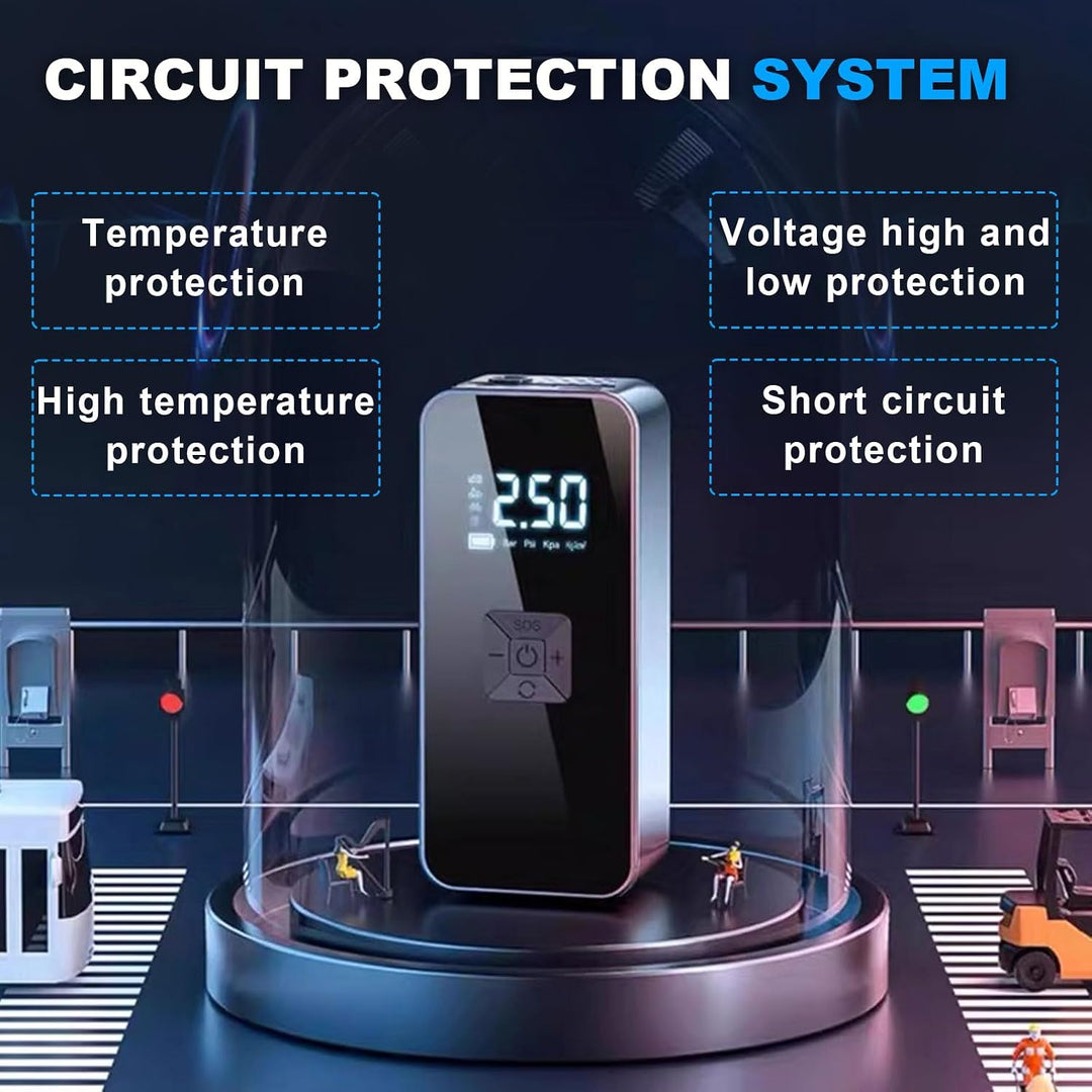 Battery Jump Starter With Auto Air Compressor 150PSI - جهاز تشغيل بطارية السيارة مع كومبريسور هوا